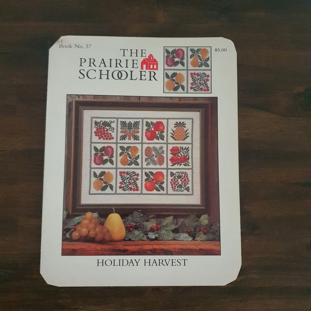 Vintage Cross Stitch Pattern Lot Prairie‎ Schooler RainDrop Linda Myers Fruit